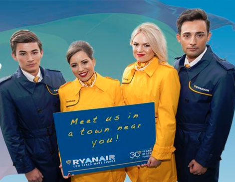 Ryanair inicia convocatoria de empleo para tripulantes de cabina